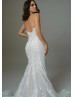 Strapless Ivory Lace Glitter Tulle Romantic Wedding Dress